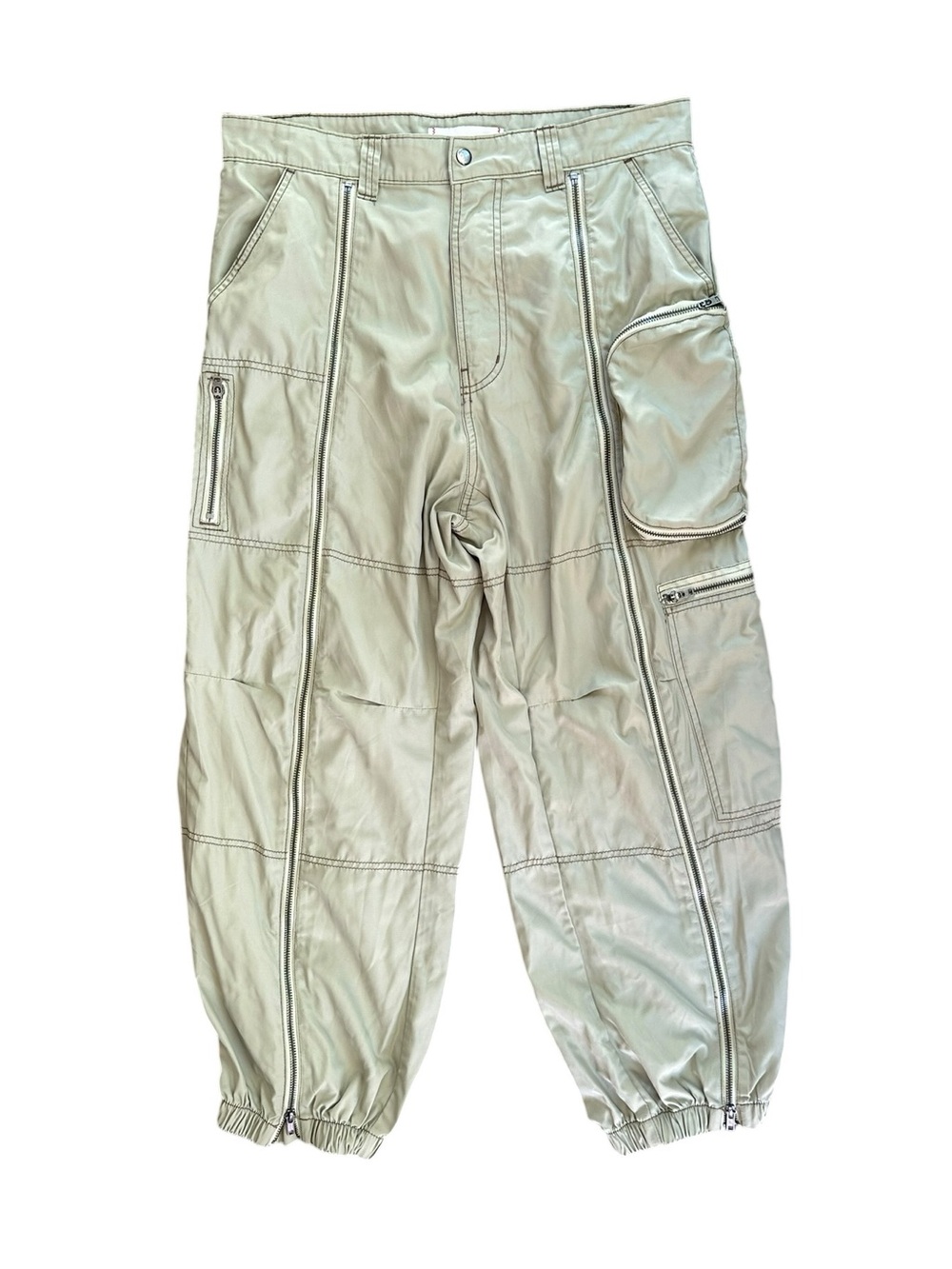 Urban Outfitters BDG Satin Flight Cargo Pants in Sage Green